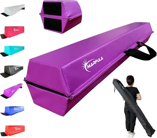 Miniatura 10 de MARFULA Balance Beam - Equipo de gimnasia de suelo plegable para niños, base antideslizante - de 6 a 10 pies para uso en gimnasio en casa