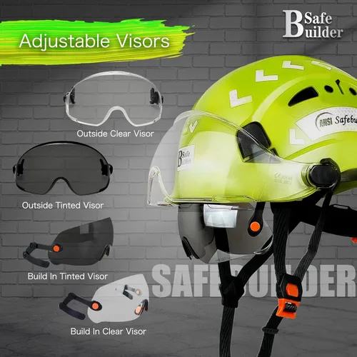 Miniatura 4 de SAFEBUILDER Casco de seguridad industrial con visera Casco duro ABS con visera Ventilación ajustable Casco de construcción Protección para la cabeza