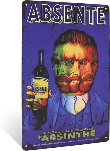 Divertido póster vintage de metal de absenta – Letrero de pared de metal retro para hombre, accesorios de bar de cueva, garaje, pub, dormitorio,