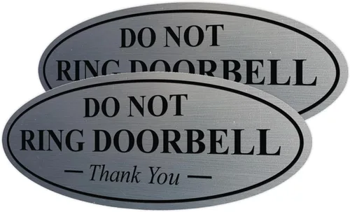 Miniatura 71 de All Quality Cartel de agradecimiento ovalado con texto en inglés «Do not Ring DOORBELL», color negro, pequeño, 1 paquete