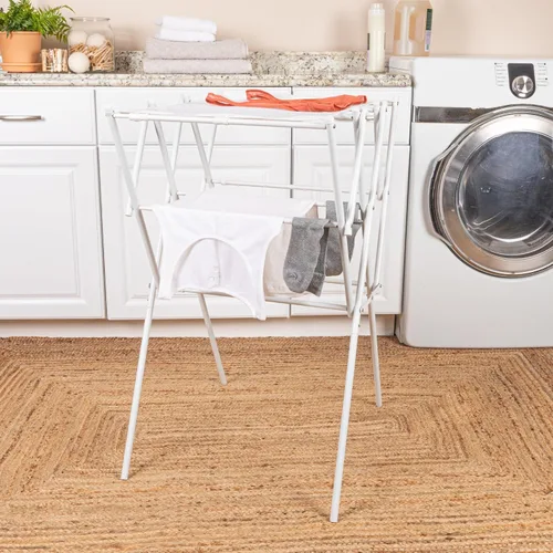 Miniatura 2 de Household Essentials - Tendedero de ropa, plegable, extensible y plegable para lavandería, blanco