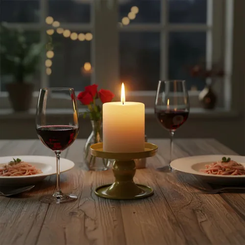 Miniatura 4 de Portavelas de mesa dorados, juego de 2, soporte reversible de metal para velas de pilar y velas cónicas, elegante bandeja para velas de mesa