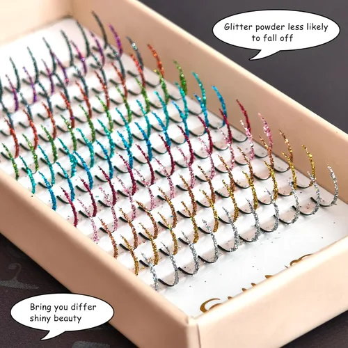 Miniatura 4 de Extensiones de pestañas con purpurina láser, 12 colores de larga duración, brillantes individuales, extensiones de pestañas, suministros Mezcla