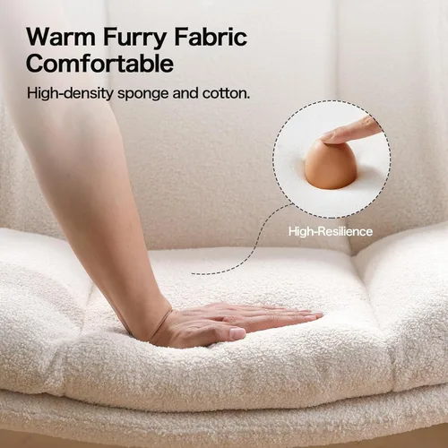 Miniatura 5 de LEAGOO Silla cruzada con ruedas, silla de maquillaje sin brazos con asiento ancho peludo, silla de tocador ajustable en altura, convertible entre