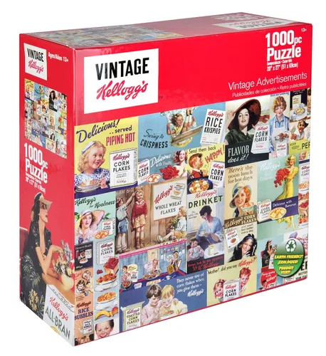KI Puzzles AZ-02573 - Rompecabezas de 1000 piezas para adultos, diseño retro de cereales, collage de anfitrionas felices, 27 x 20 pulgadas