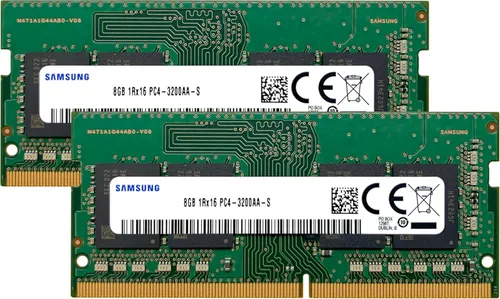 Samsung 16 GB (2 x 8 GB) DDR4 3200 MHz PC4-25600 (PC4-3200AA) CL22 SODIMM 1Rx16 Rango único 1.2V 260-Pin portátil, memoria RAM para portátil
