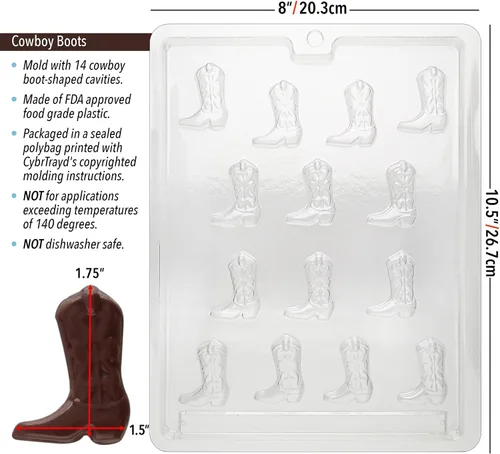 Miniatura 2 de Cybrtrayd Life Of Party Molds K016 Cowboy Boots Kids Chocolate Candy Mold