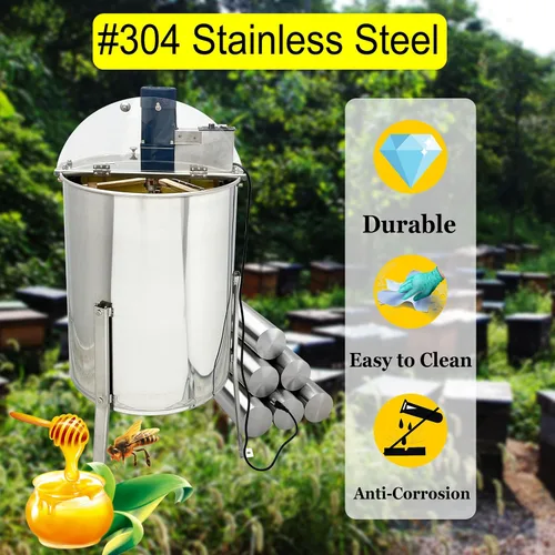 Miniatura 5 de TECHTONGDA Extractor eléctrico de miel, extractor de abeja de 3 marcos, tambor giratorio de panal de abeja de acero inoxidable, equipo de centrífuga