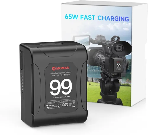 Miniatura 9 de Moman V-Mount Batería, Power 99 Cámara mejor Mini V Lock Baterías 99Wh/6900mAh con botón táctil y pantalla LED para Smallrig BMPCC 4k 6k Cámara