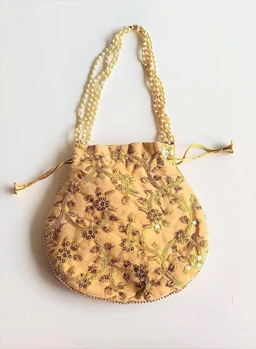 Miniatura 5 de Bolsa de terciopelo bordada para mujer, bolsa con cordón, regalo de boda dorado para mujer