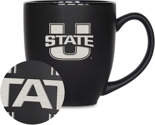 Miniatura 11 de Rico Industries - Taza de cerámica mate negra con grabado láser estándar de 15oz para NCAA (escuelas T & U) - Para bebidas calientes o frías