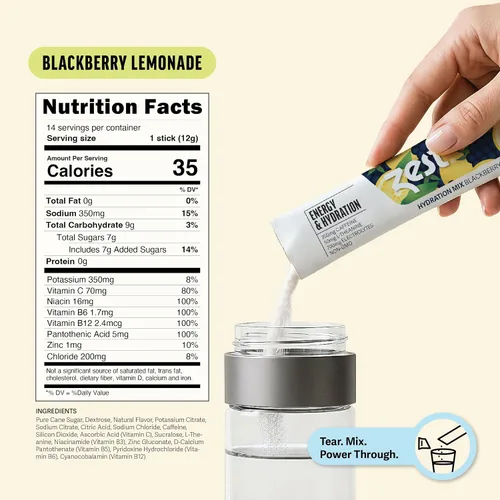 Miniatura 7 de ZEST Paquetes de bebidas energéticas de hidratación y preentrenamiento, polvo de electrolitos limpios con 250 mg de cafeína, 14 barras de polvo