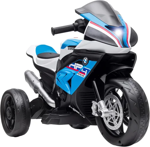 Aosom Motocicleta con licencia de 6 V para niños, todoterreno con batería de tres ruedas con USB, AUX, música y faros delanteros para niños