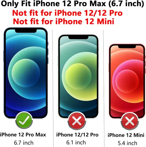 Miniatura 2 de Funda para iPhone 12 Pro Max, con cubierta para lente de cámara, protector de pantalla HD, [grado militar] anillo de montaje en coche con soporte