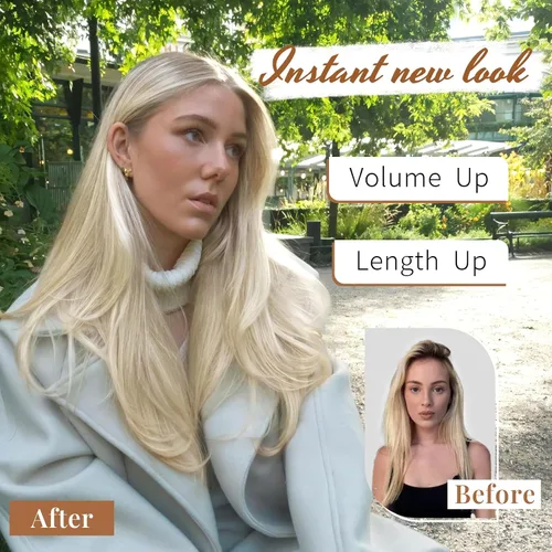 Miniatura 3 de KooKaStyle Extensiones de cabello con clip, extensiones de cabello grueso y largo y lacio, con trama de encaje suave, ligeras, 7 unidades, Rubio