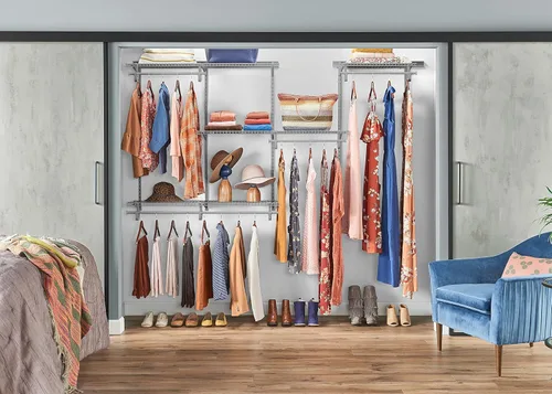 Miniatura 2 de ClosetMaid ShelfTrack - Sistema organizador de alambre para armario, ajustable de 5 a 8 pies, con estantes, barras de ropa, herrajes, acero Cromo