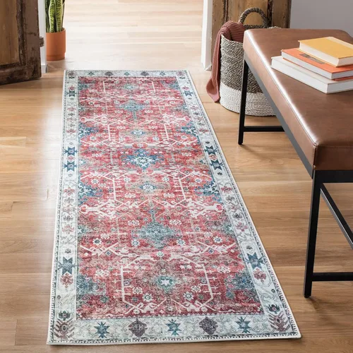 Miniatura 48 de Bloom Rugs - Alfombra lavable, antideslizante, de 1,83 x 2,74 m, color beige/blanco claro con borde tradicional, para sala de estar, dormitorio