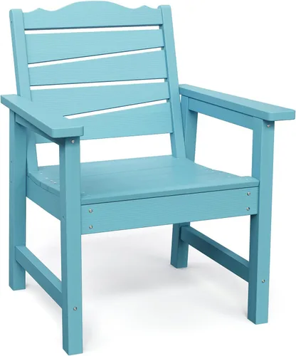 Miniatura 11 de Silla de patio resistente a la intemperie, sillas de patio al aire libre de madera de polietileno con asiento curvado ergonómico, sillas de comedor