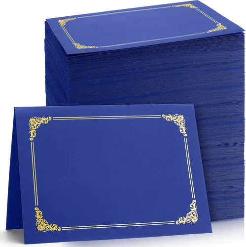 Miniatura 14 de Fainne 120 paquetes de soportes para certificados a granel, cubiertas para diplomas con borde de lámina dorada, cubiertas para documentos para Rojo
