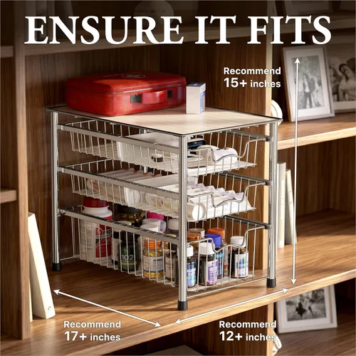 Miniatura 3 de Simple Houseware - cajón organizador apilable de 3 niveles, color cromo cromado