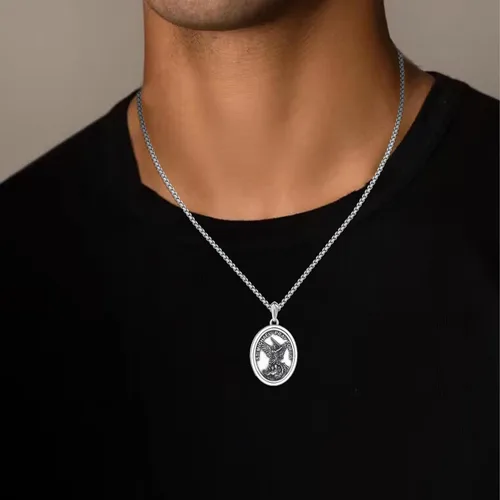 Miniatura 351 de Collar de plata de ley 925 con medalla de San Patrón, colgante de protección católica, amuleto, joyería religiosa para hombres y mujeres