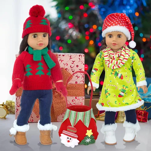 Miniatura 6 de UNICORN ELEMENT 2 juegos de ropa y accesorios para muñecas de Navidad de 18 pulgadas, disfraz de Papá Noel de Navidad, incluyendo vestido