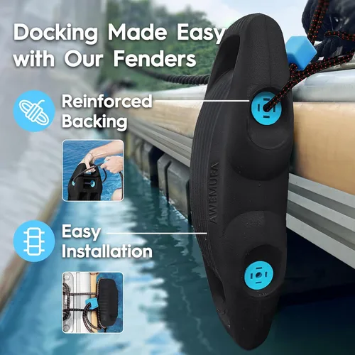 Miniatura 5 de AWEMUFA Defensas de Barco Fáciles de Instalar Parachoques para Atraque Defensa Ideal para Pontón, Lobina, Moto Acuática y Barcos de Pesca