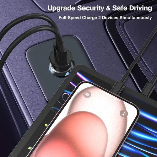 Miniatura 7 de Cargador de coche para iPhone 17 16 15 de carga rápida, cargador de coche USB C de doble puerto de 40 W con 2 cables USB C de 3 pies, adaptador