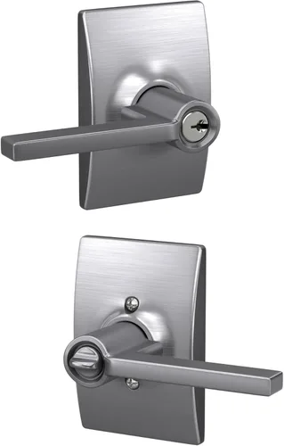 Miniatura 43 de Schlage F10 LAT 626 CEN Latitude - Manilla de puerta con moldura Century, cerradura de paso para pasillo y armario, cromo satinado