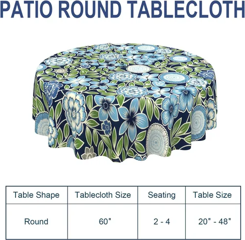 Miniatura 2 de Mantel redondo para exteriores e interiores con cremallera de agujero para paraguas, funda decorativa para mesa circular para jardín del hogar, 60