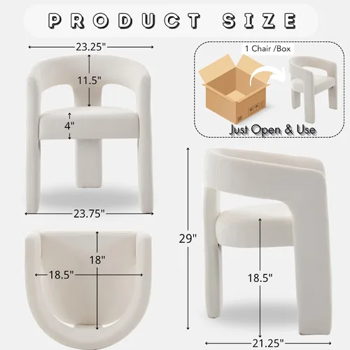 Miniatura 2 de Hyfirm Sillas de Comedor Modernas Tipo Barril Juego de 1, Cómoda Silla de Comedor de Acento Tapizada en Chenilla con Brazo para Cocina Sala de Estar