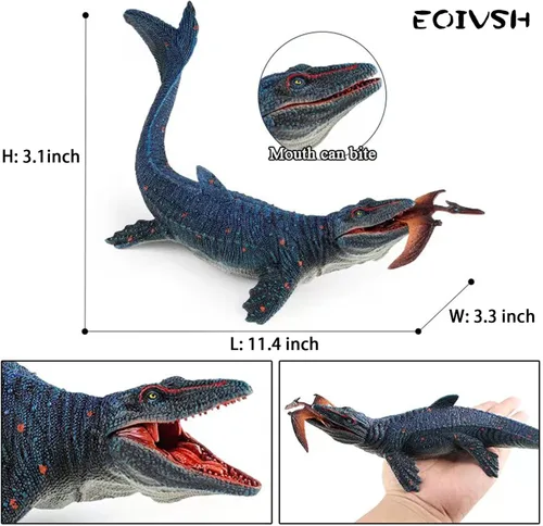 Miniatura 2 de EOIVSH Gran Figura de Juguetes de Mosasaurus, Gran Protector del Océano Mosasaurus Mordiendo a un Pterosaurio, Figura de Dinosaurio Monstruo Marino