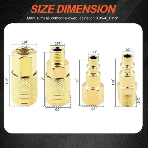 Miniatura 3 de Kit de acoplador de aire y enchufe, 22 piezas de 1/4" NPT de conexión rápida de aire con junta universal giratoria de 360°, accesorios de compresor