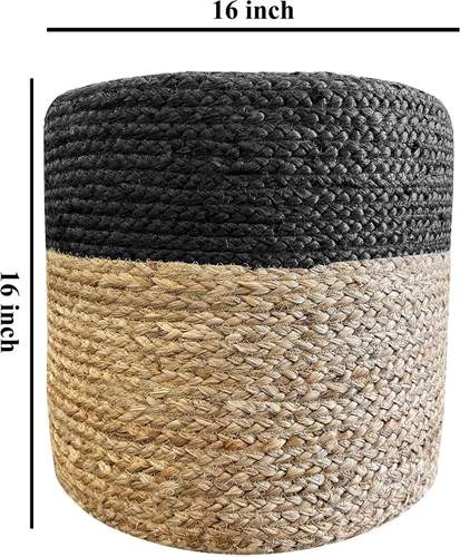 Miniatura 2 de S & L Homes Puf otomano – 100% yute trenzado a mano, tejido a mano, tradicional puf bohemio para sala de estar, dormitorio, guardería, patio, sala