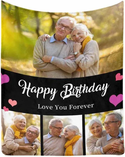 Miniatura 32 de Manta de Fotos Personalizada para Amigos BFF Navidad, Manta de Cama Personalizada con Collage de 9 Fotos para Mamá Papá Fotos Familiares Multi 02