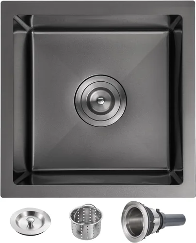 Miniatura 15 de POPFLY Fregadero de cocina de montaje inferior de 20 pulgadas, fregadero de acero inoxidable 304 de 20 x 17 pulgadas, calibre 18, cuenco cuadrado