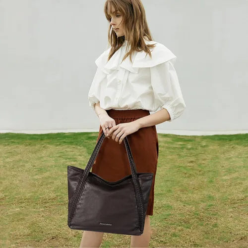 Miniatura 7 de Montana West Stone Washed Leather Hobo Purses for Women Soft Top Handle Shoulder Bag with Wallet 2PCS Set