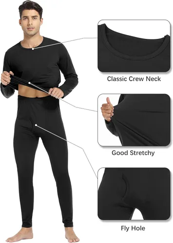 Miniatura 3 de URATOT Conjunto de 2 ropa interior térmica para hombre, con forro polar, ropa interior térmica suave, largo Johns parte superior inferior