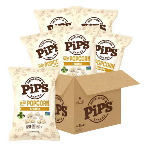 Miniatura 14 de Palomitas de Maíz Mini Tradicional de Pipcorn por Heirloom Pip's Snacks - Sal Marina, 1 oz 24 pz - Paquetes de Snack Saludables y Sin Gluten, Maíz