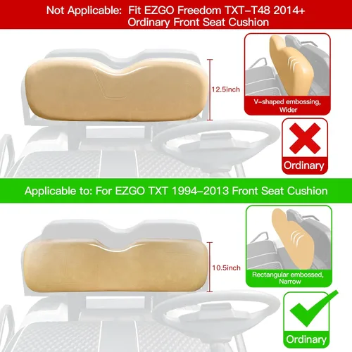 Miniatura 8 de NOKINS Kit de Fundas de Asiento de Diamante para Carrito de Golf, Compatible con EZGO TXT 1994-2013/EZGO RXV Almohada de Asiento Delantero Estándar