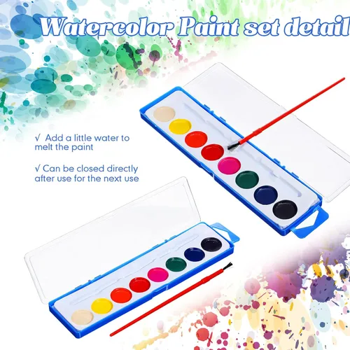 Miniatura 3 de Zhehao Juego de 48 piezas de pintura de acuarela para regalos de San Valentín, 8 pinturas de acuarela lavables, lavables a granel con pinceles