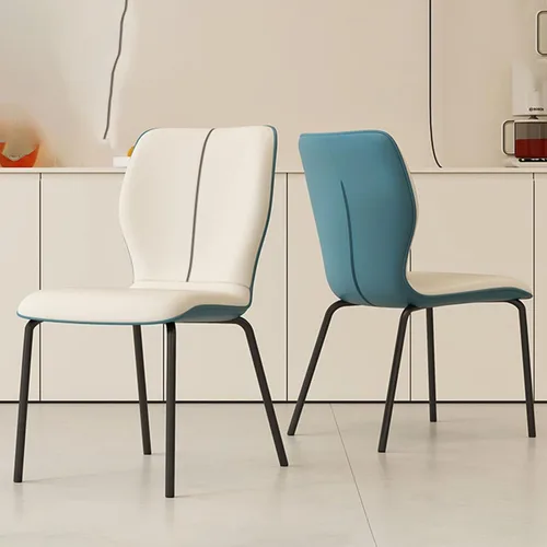 Kitchen Dining Chairs Set of 2/4, Room Chairs with Metal Legs,Heavy Duty Leather Dining Room Chairs for Home Office, Bedroom,Living Room(Blue and