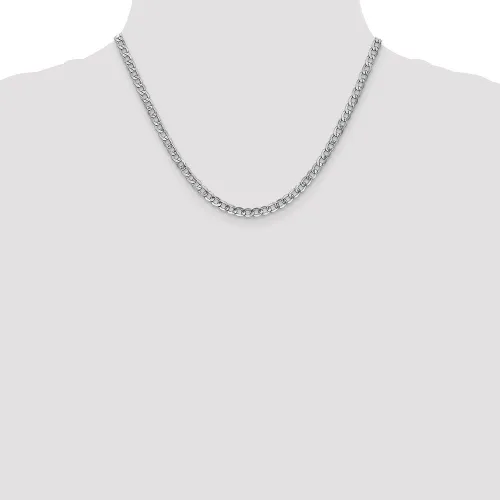 Miniatura 2 de Collar de cadena de eslabones cubanos de oro blanco de 14 quilates de 0.169in, con cierre seguro de mosquetón, Metal