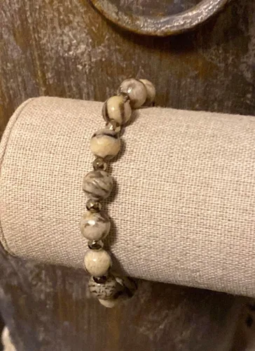Miniatura 5 de Natural Feldspar and Pyrite Gemstone Crystal Bracelet