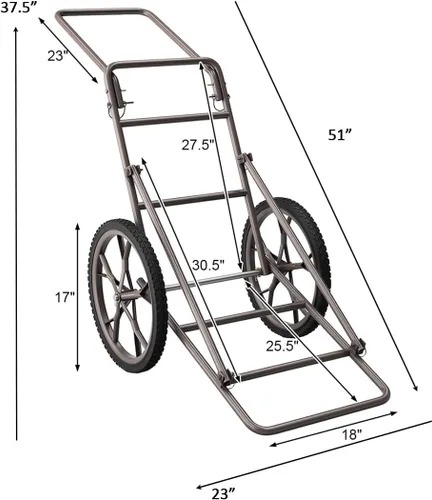 Miniatura 7 de Goplus Carrito Plegable para Ciervos, Transportador de Ciervos de 500 LBS con Ruedas de Goma Grandes, Carrito de Caza de Metal Resistente