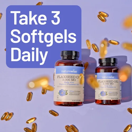 Miniatura 7 de NatureWise Aceite de linaza 3000 mg, Omega 3 sin pescado con 1500 mg de ALA – Suplemento Omega 3 6 9 a base de plantas – Orgánico, prensado en frío