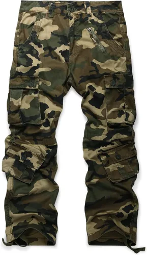 OCHENTA - Pantalón cargo para hombre, estilo militar de combate pantalón casual para el trabajo con 8 bolsillos.