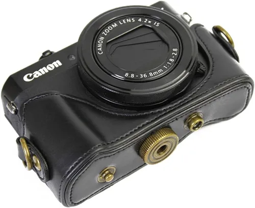 Miniatura 4 de TUYUNG - Funda de cuero vintage para cámara réflex digital Canon Powershot G7X, G7X Mark II - negro