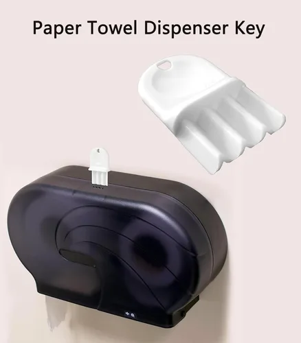 Miniatura 8 de Paquete de 5 llaves dispensadoras de papel higiénico universal de plástico duro para dispensadores de toallas de papel y jabón, 2 llaveros incluidos