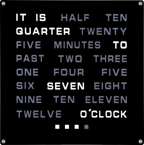 Tech Tools Reloj LED Word - Muestra la hora como texto - Alimentado por adaptador de CA (12 x 12 pulgadas)